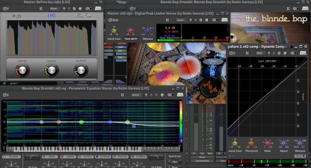 Ardour with a bunch of native FOSS Linux plugins running on LibraZiK MATE (by Nicolas Faure)